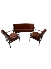 Mid-Century Modern Sofa and Lounge Chairs by Ib Kofod-Larsen for Frõscher, 1970s